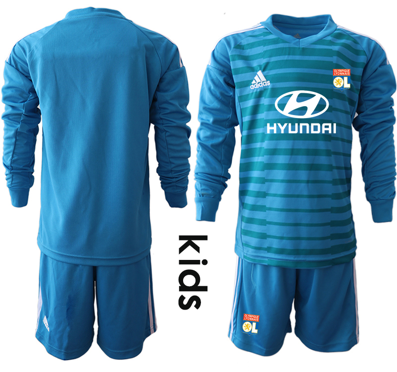 2018_2019 Club Olympique Lyonnais blue goalkeeper Youth Long sleeve soccer jerseys->youth soccer jersey->Youth Jersey